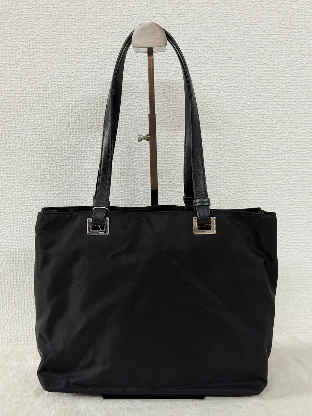 PRADA Tessuto Nylon Square Tote Bag Black with Authenticity Card