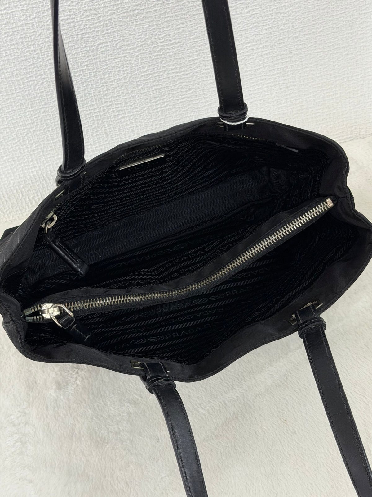 PRADA Tessuto Nylon Square Tote Bag Black with Authenticity Card