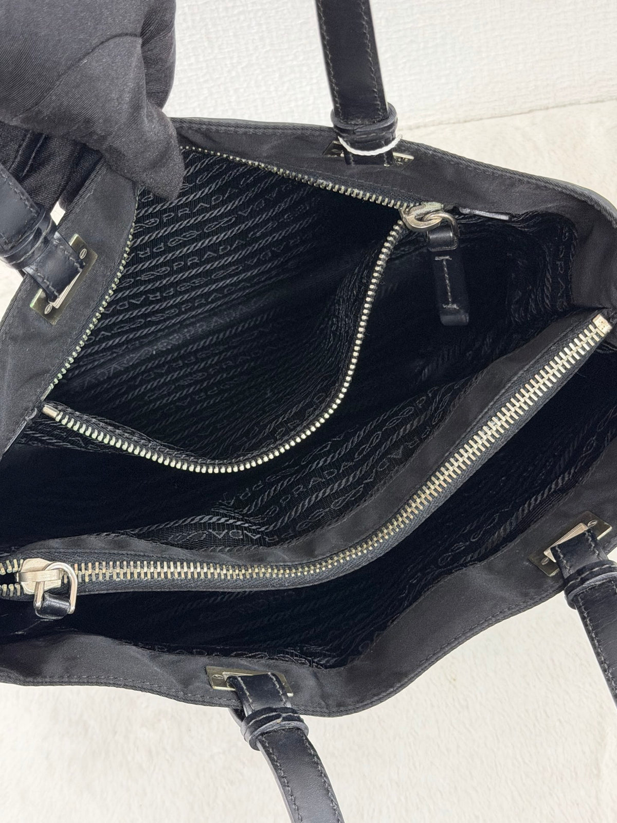 PRADA Tessuto Nylon Square Tote Bag Black with Authenticity Card