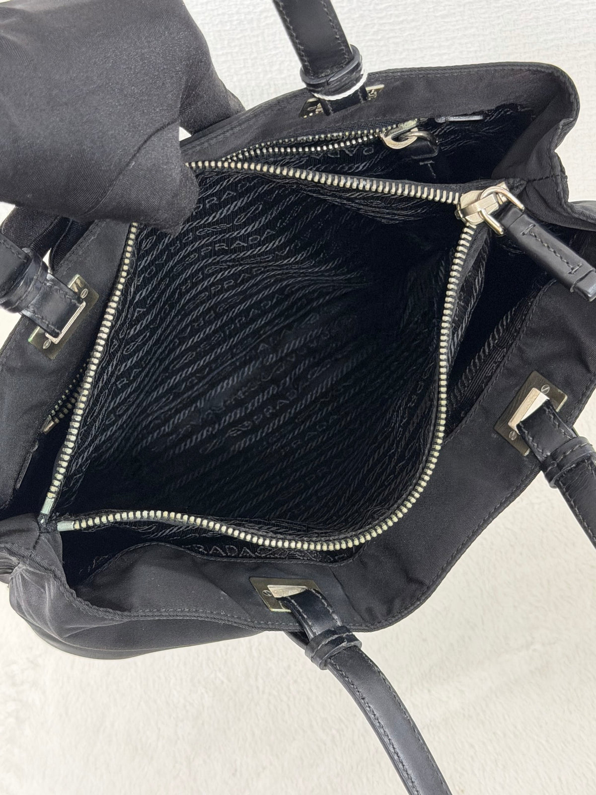 PRADA Tessuto Nylon Square Tote Bag Black with Authenticity Card
