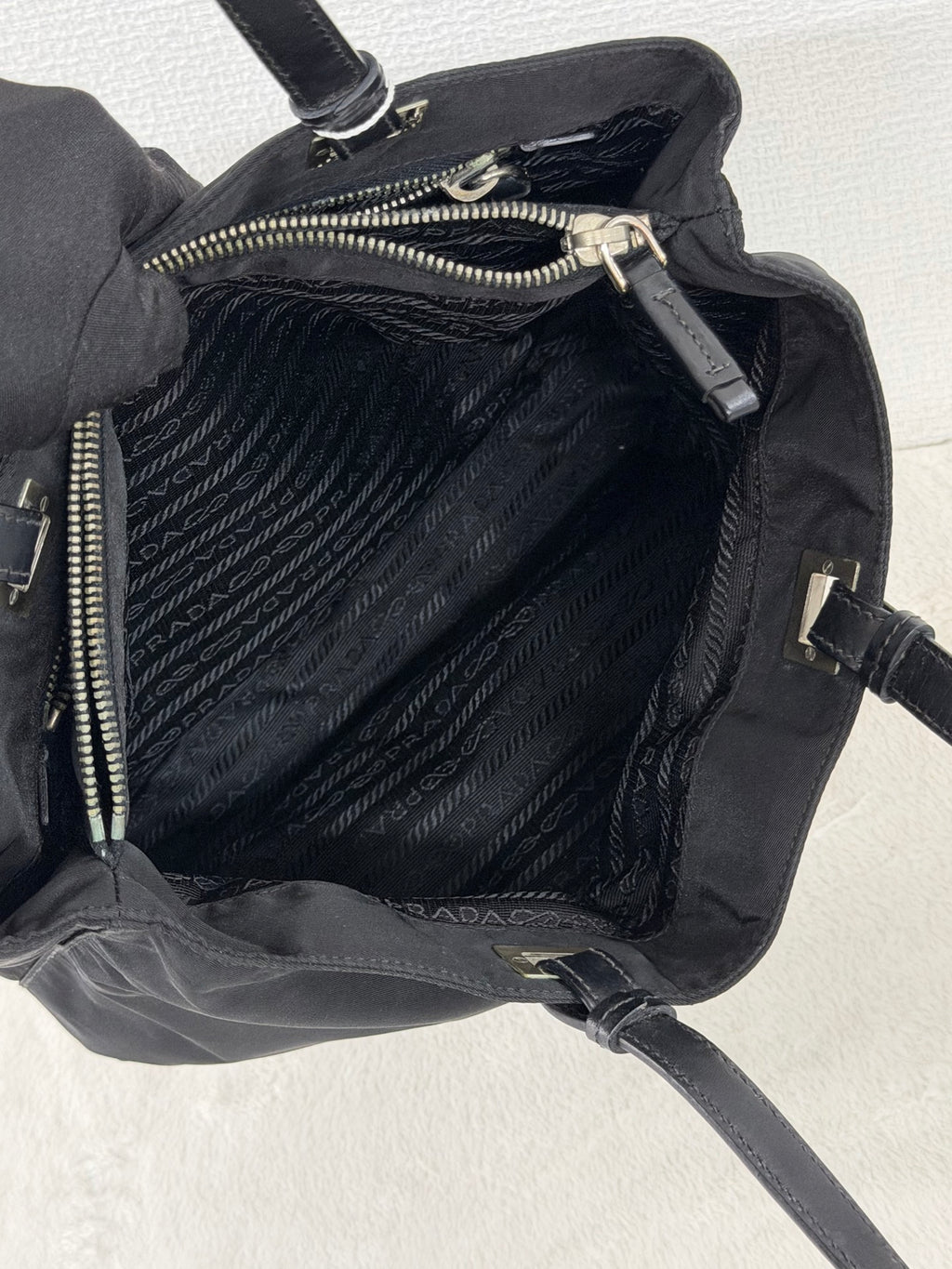 PRADA Tessuto Nylon Square Tote Bag Black with Authenticity Card
