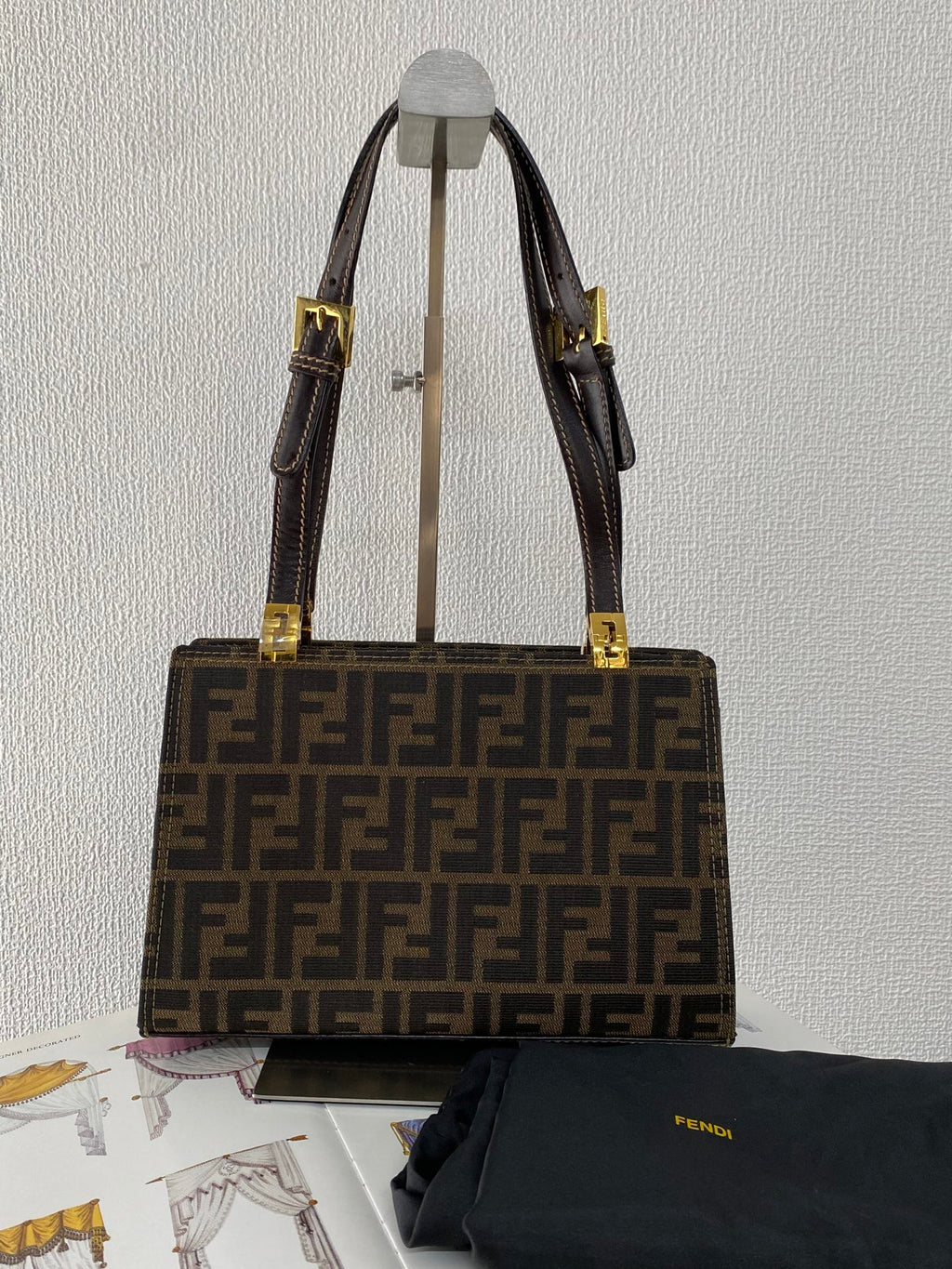 Fendi Vintage Zucca Canvas Leather Shoulderbag