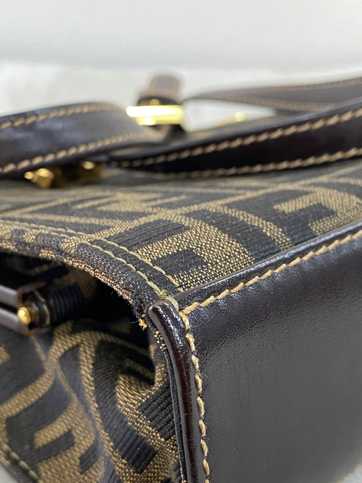 Fendi Vintage Zucca Canvas Leather Shoulderbag