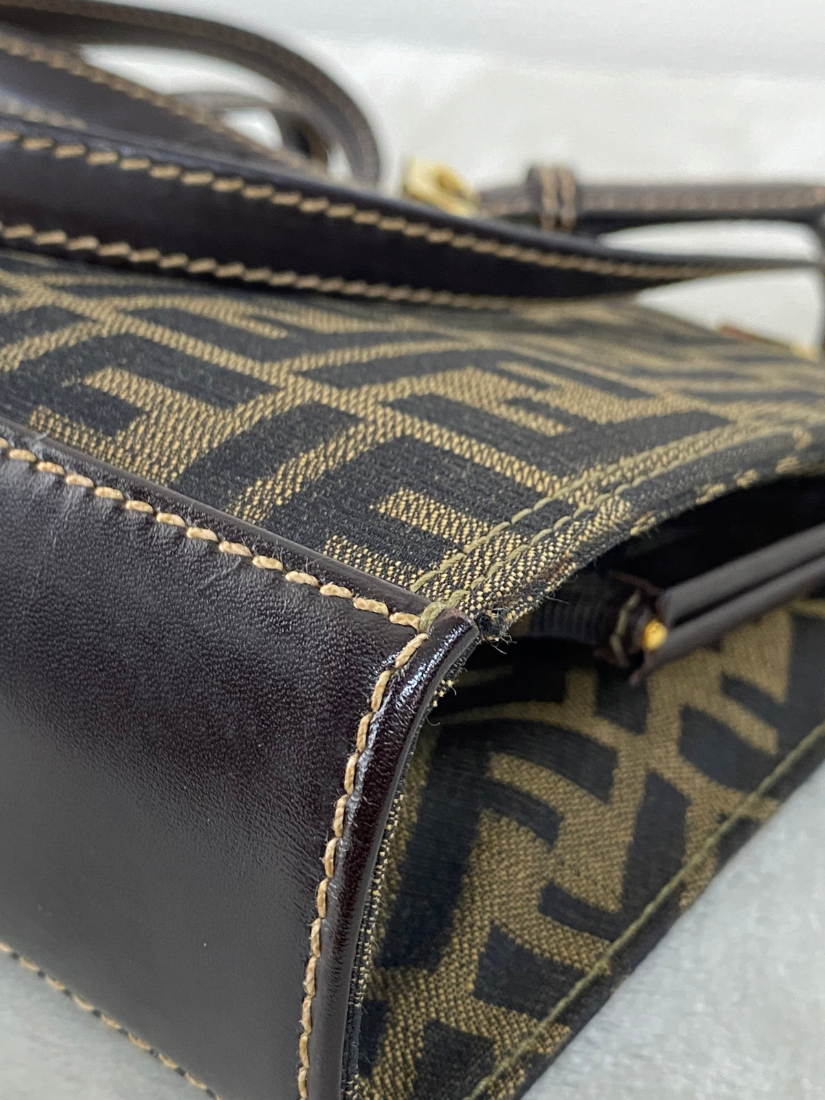 Fendi Vintage Zucca Canvas Leather Shoulderbag