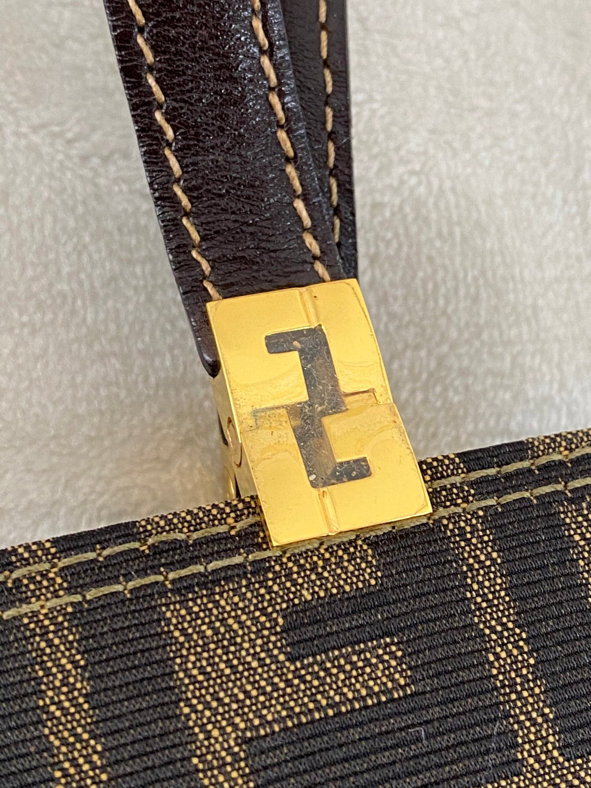 Fendi Vintage Zucca Canvas Leather Shoulderbag