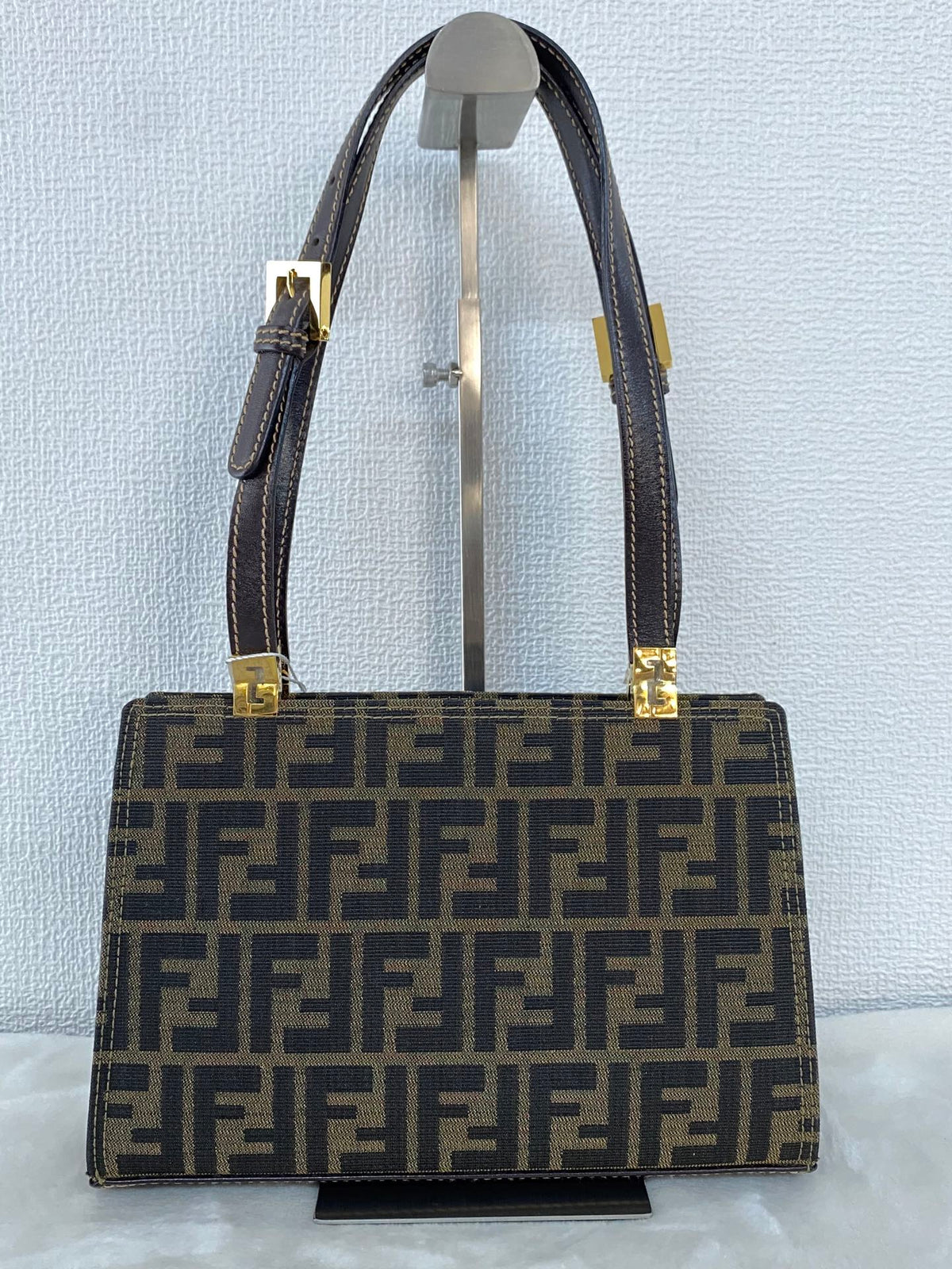 Fendi Vintage Zucca Canvas Leather Shoulderbag