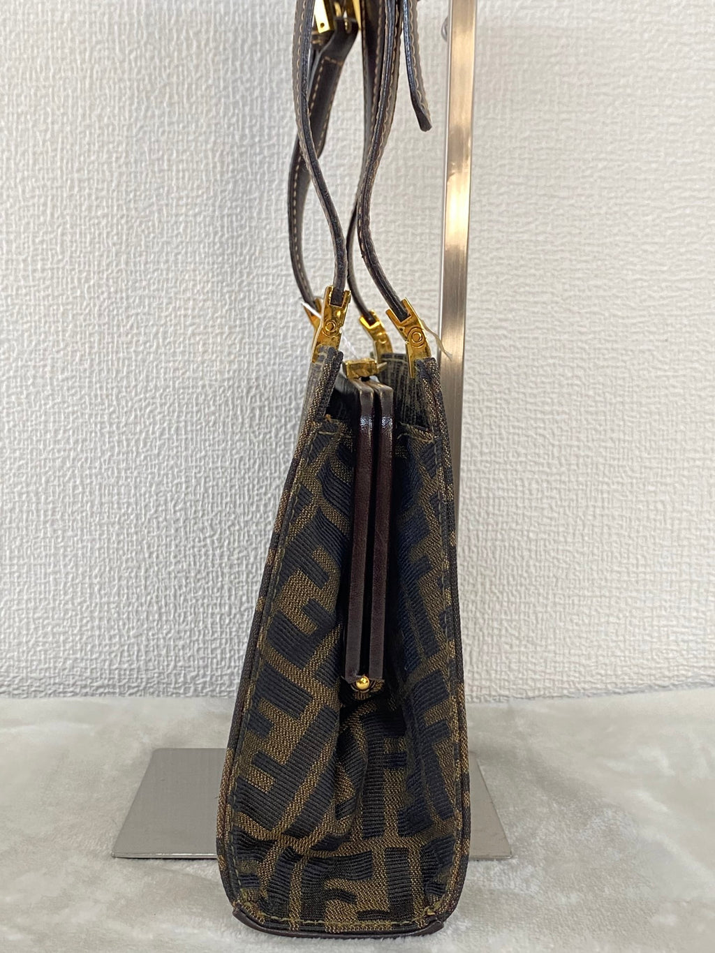 Fendi Vintage Zucca Canvas Leather Shoulderbag