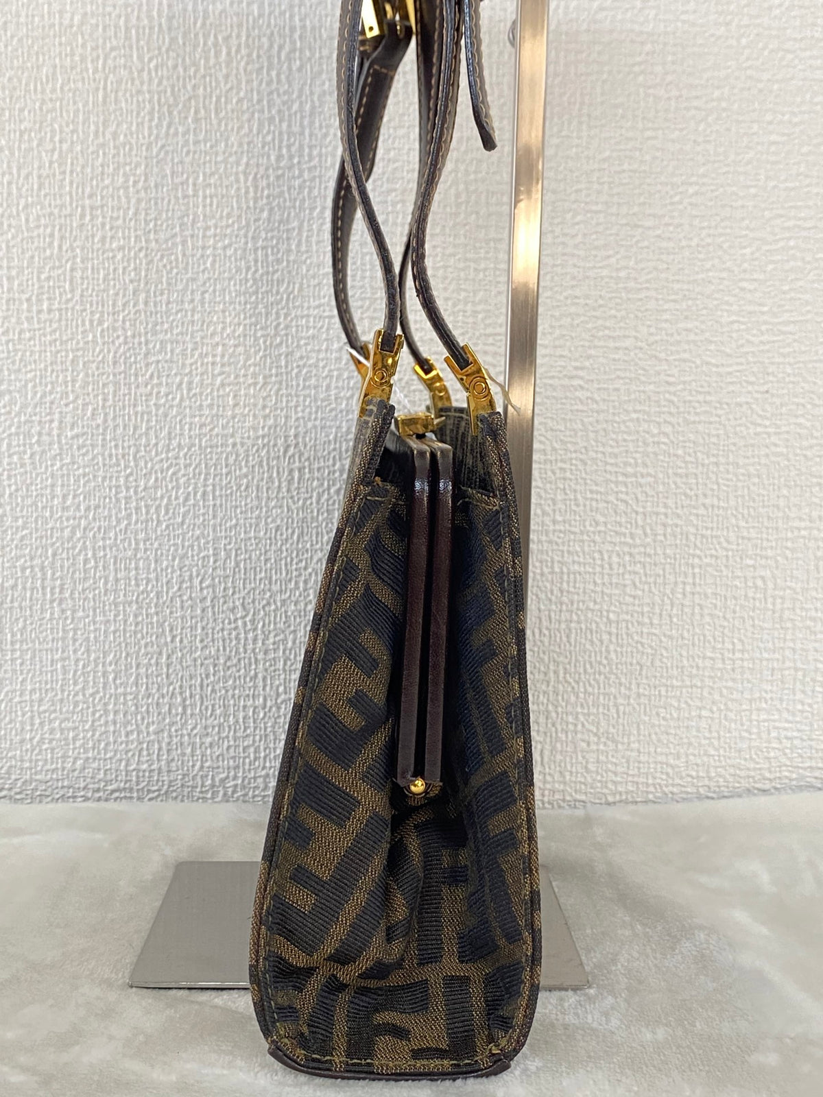 Fendi Vintage Zucca Canvas Leather Shoulderbag