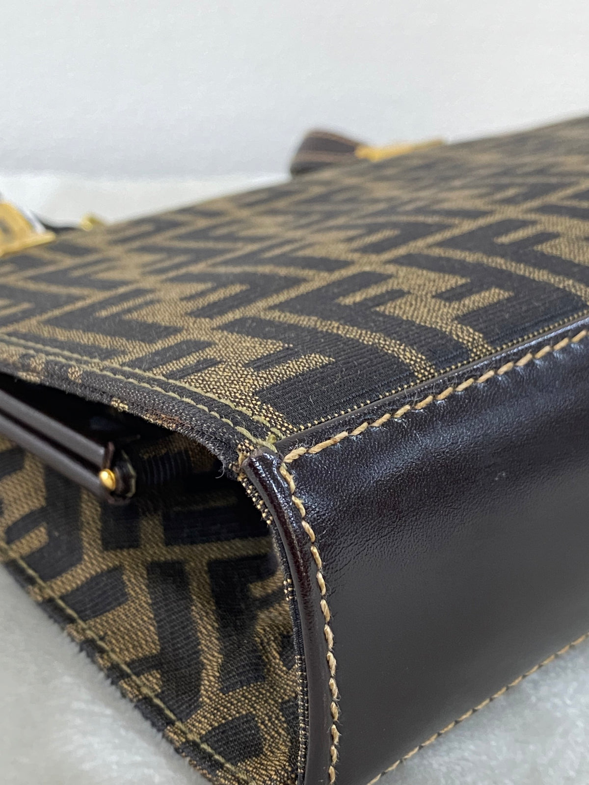 Fendi Vintage Zucca Canvas Leather Shoulderbag