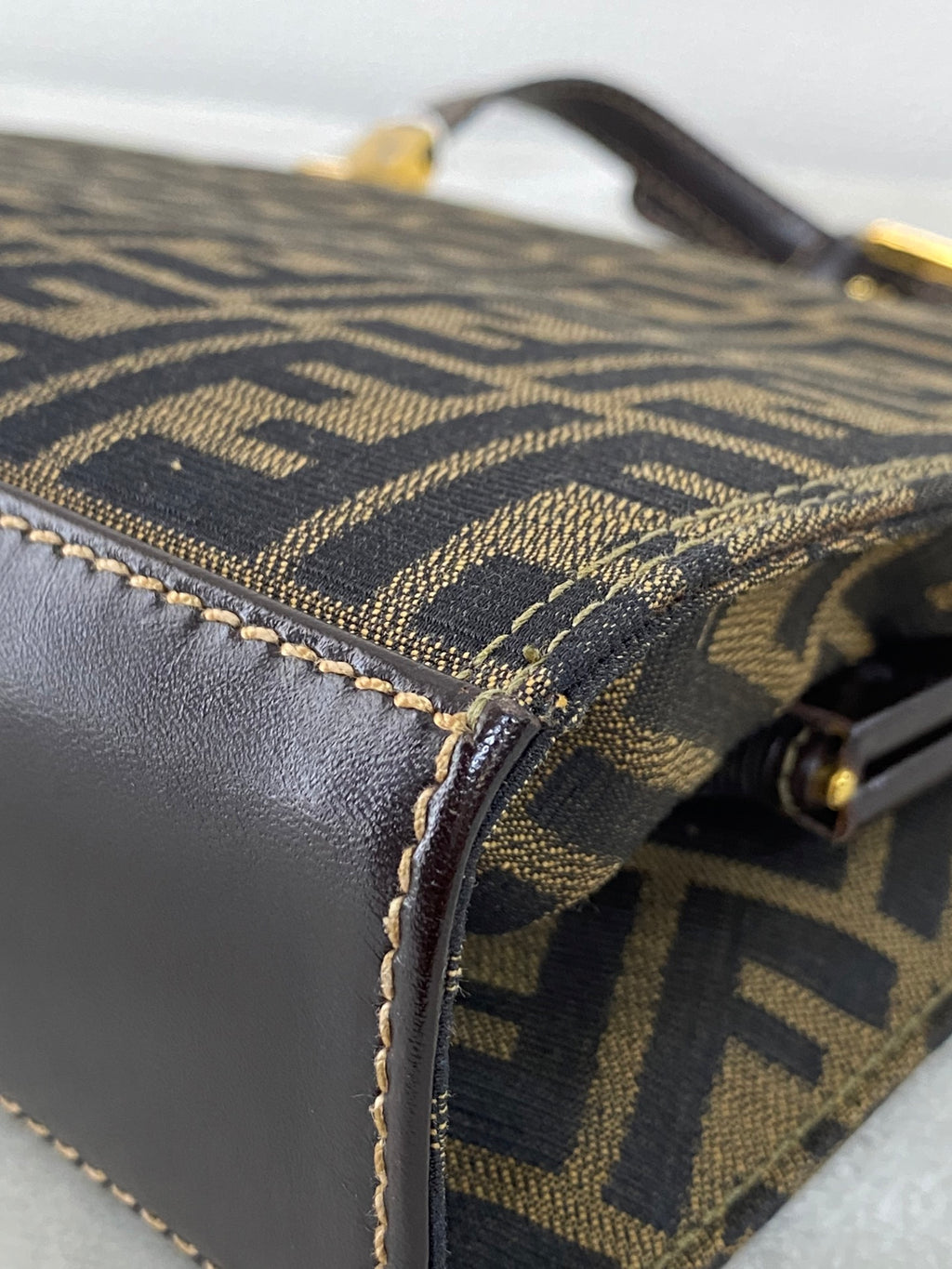 Fendi Vintage Zucca Canvas Leather Shoulderbag