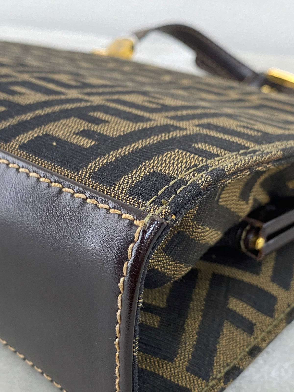 Fendi Vintage Zucca Canvas Leather Shoulderbag
