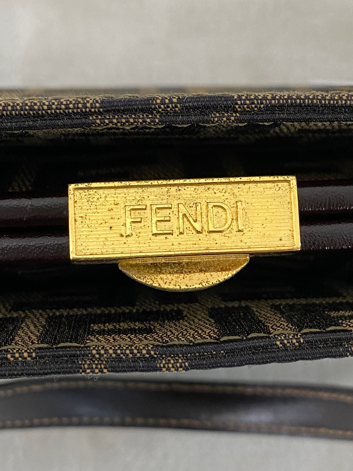 Fendi Vintage Zucca Canvas Leather Shoulderbag