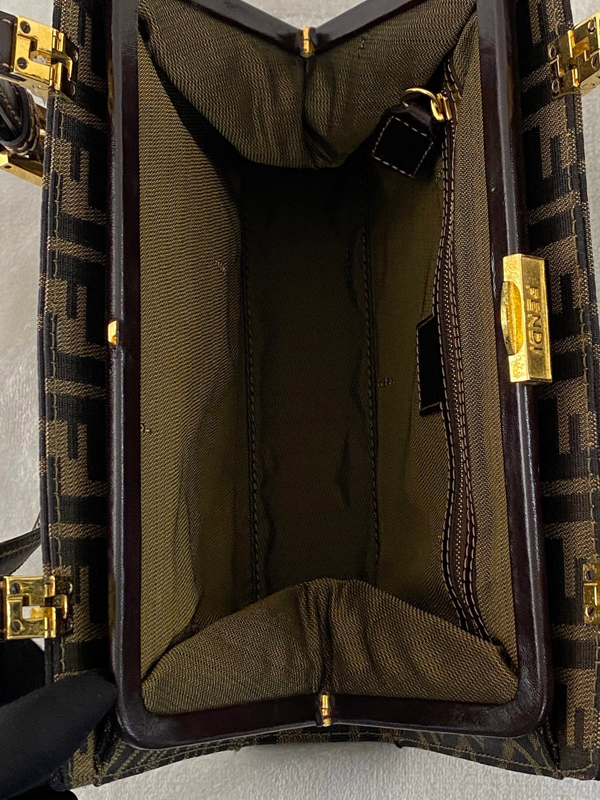 Fendi Vintage Zucca Canvas Leather Shoulderbag