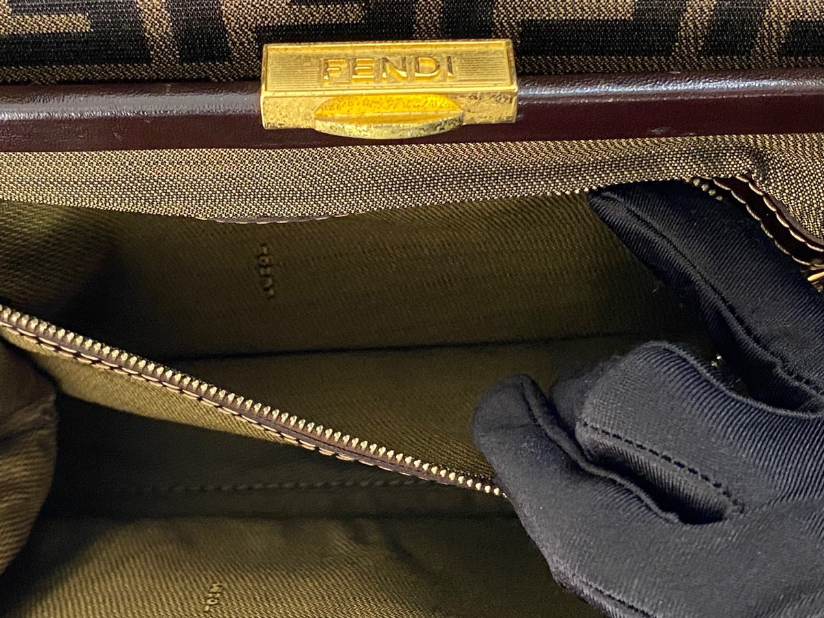 Fendi Vintage Zucca Canvas Leather Shoulderbag