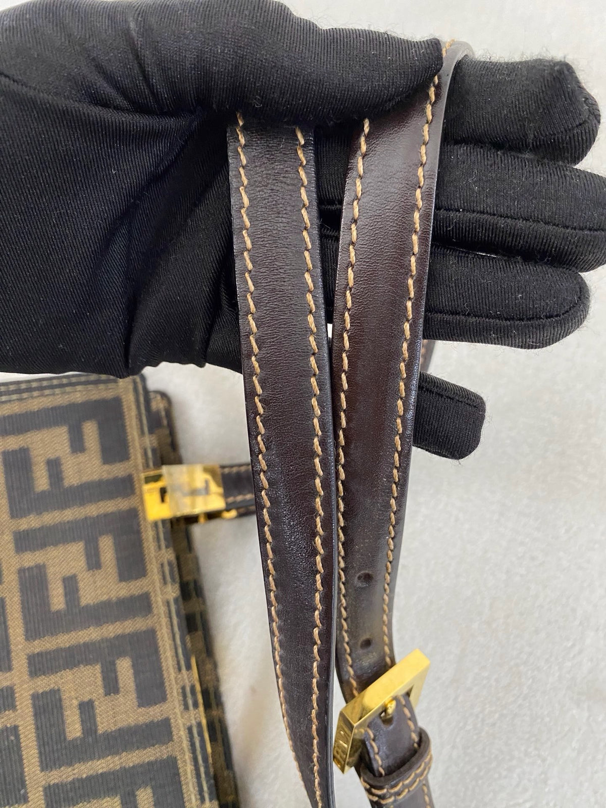 Fendi Vintage Zucca Canvas Leather Shoulderbag
