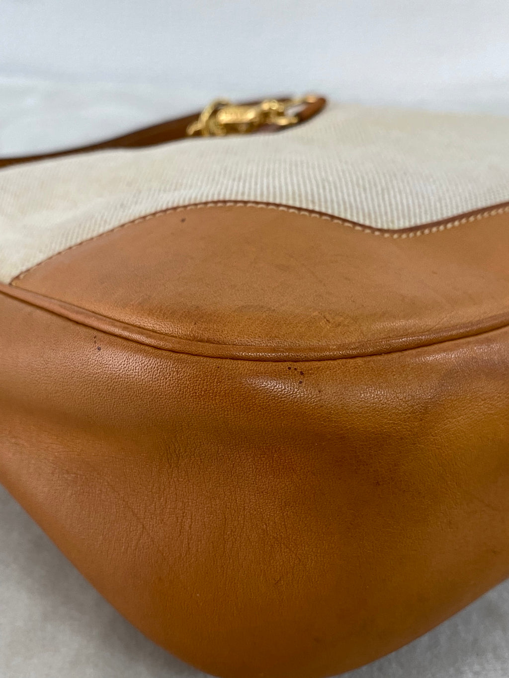 Hermès Vintage Toile Canvas Leather Tsako Shoulder Bag
