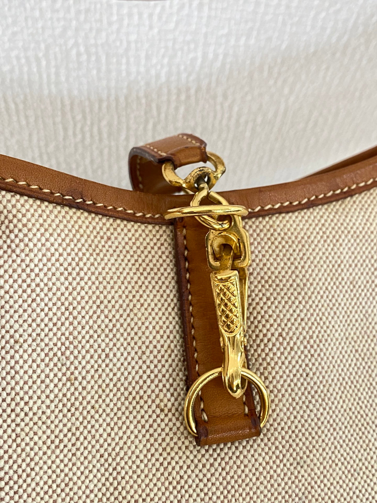 Hermès Vintage Toile Canvas Leather Tsako Shoulder Bag