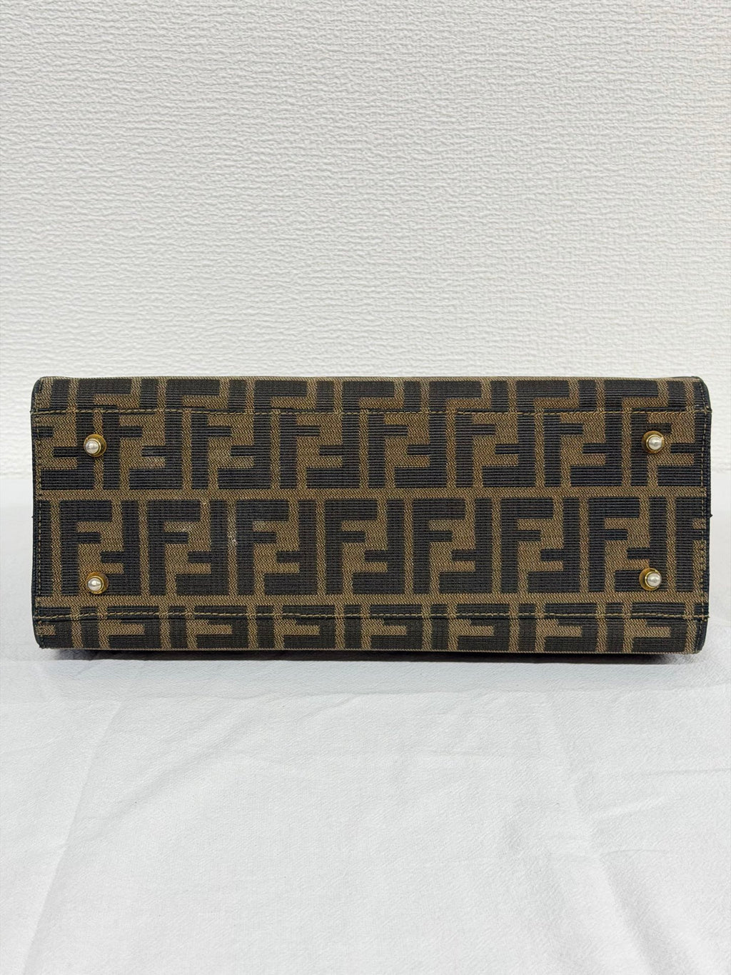 Fendi Vintage Zucca FF Pattern Canvas Leather Tote Handbag