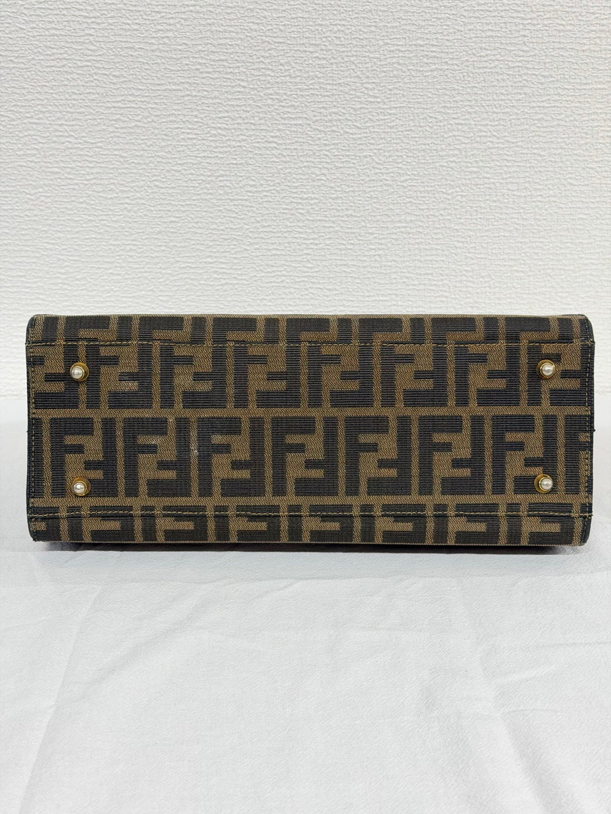 Fendi Vintage Zucca FF Pattern Canvas Leather Tote Handbag