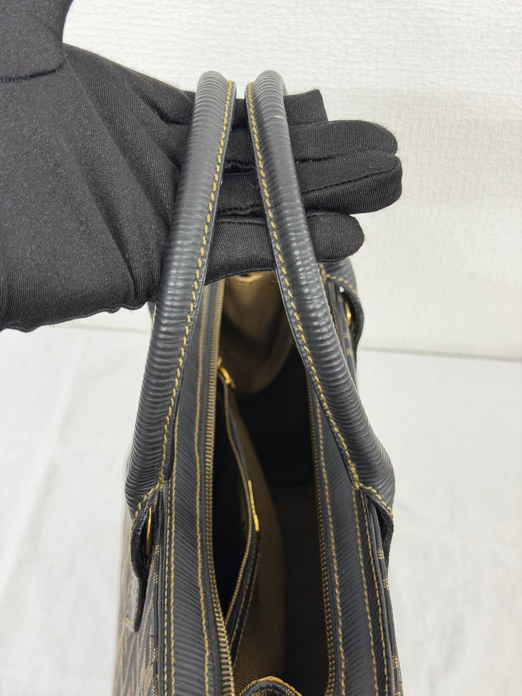 Fendi Vintage Zucca FF Pattern Canvas Leather Tote Handbag