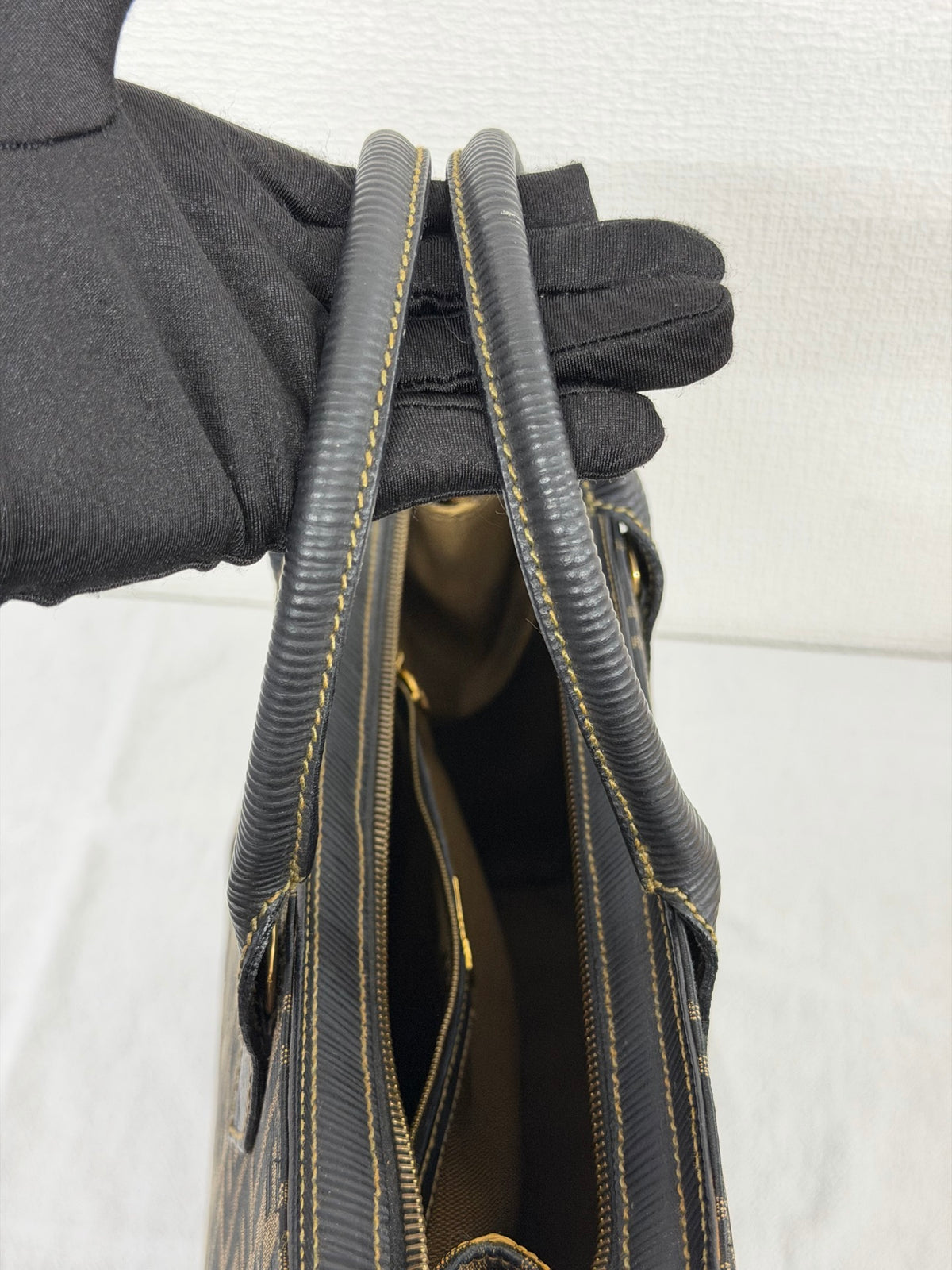Fendi Vintage Zucca FF Pattern Canvas Leather Tote Handbag