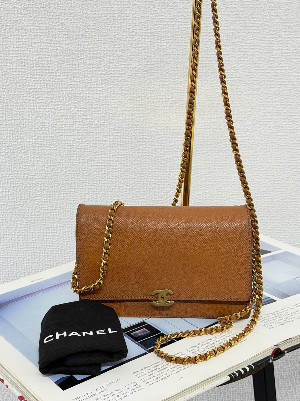 Chanel Vintage Brown Caviar Classic Wallet On Chain