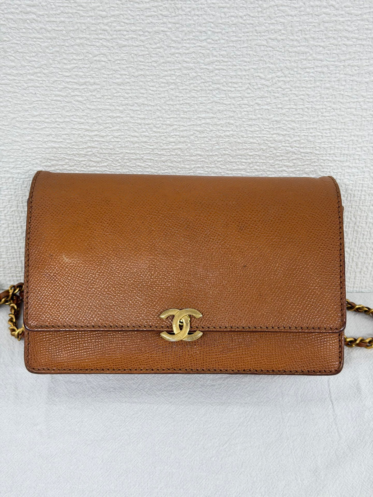 Chanel Vintage Brown Caviar Classic Wallet On Chain