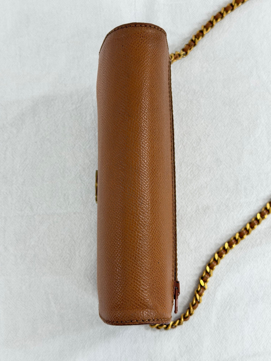 Chanel Vintage Brown Caviar Classic Wallet On Chain