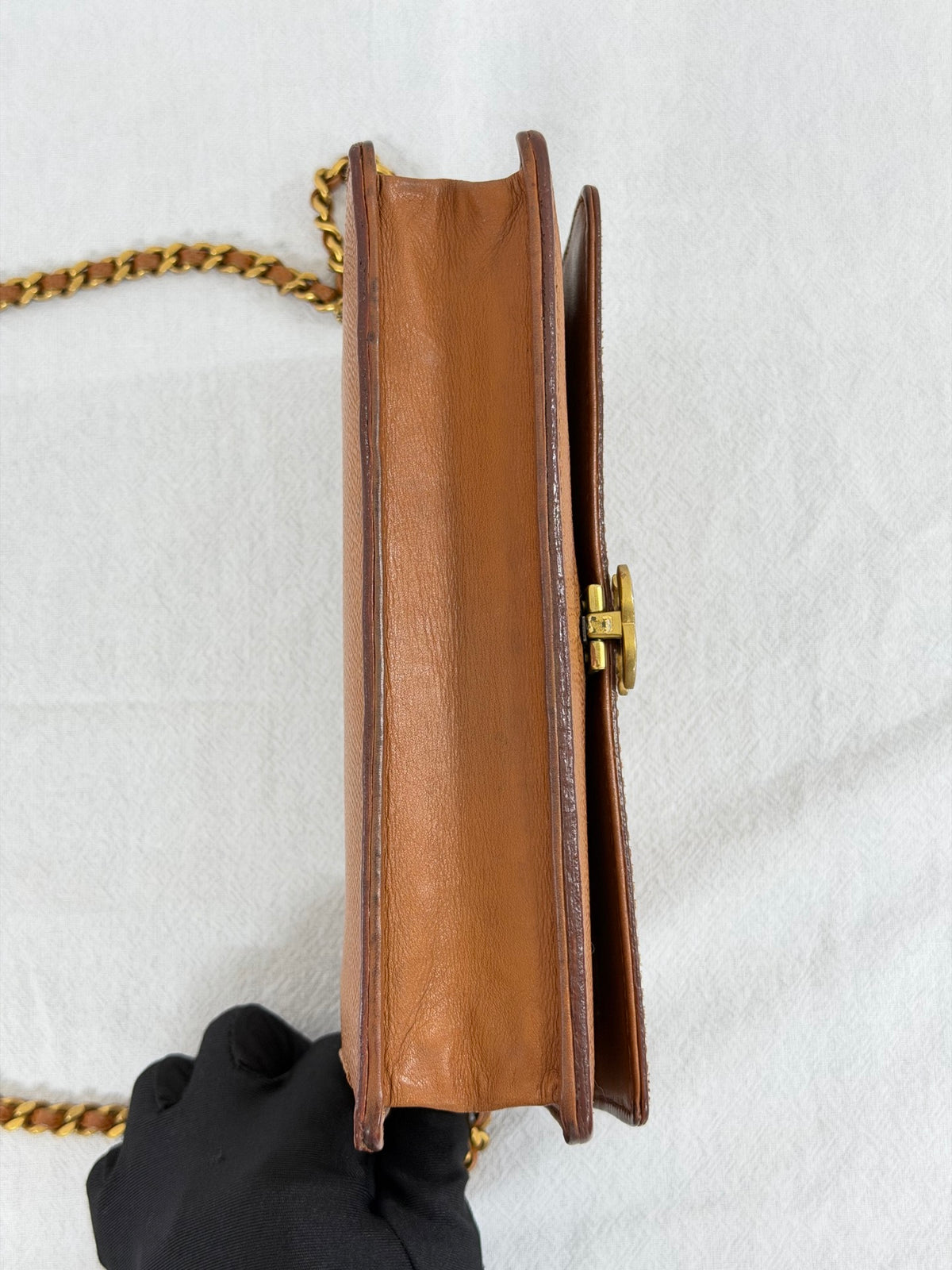 Chanel Vintage Brown Caviar Classic Wallet On Chain