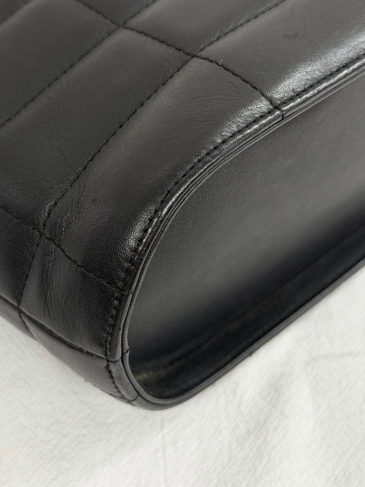 Chanel Vintage Chocolate Bar Metal Handle Tote Bag