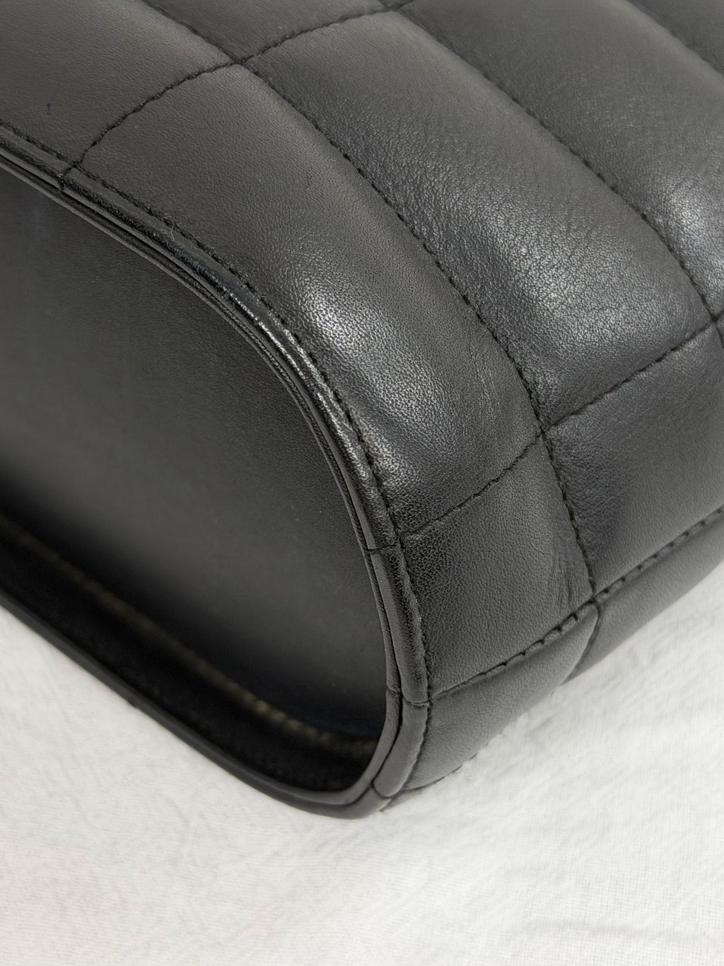 Chanel Vintage Chocolate Bar Metal Handle Tote Bag