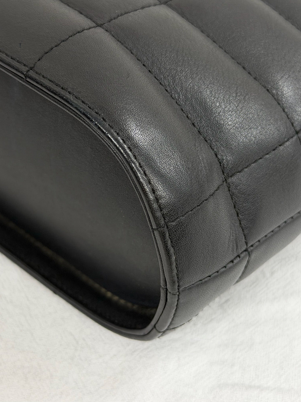 Chanel Vintage Chocolate Bar Metal Handle Tote Bag