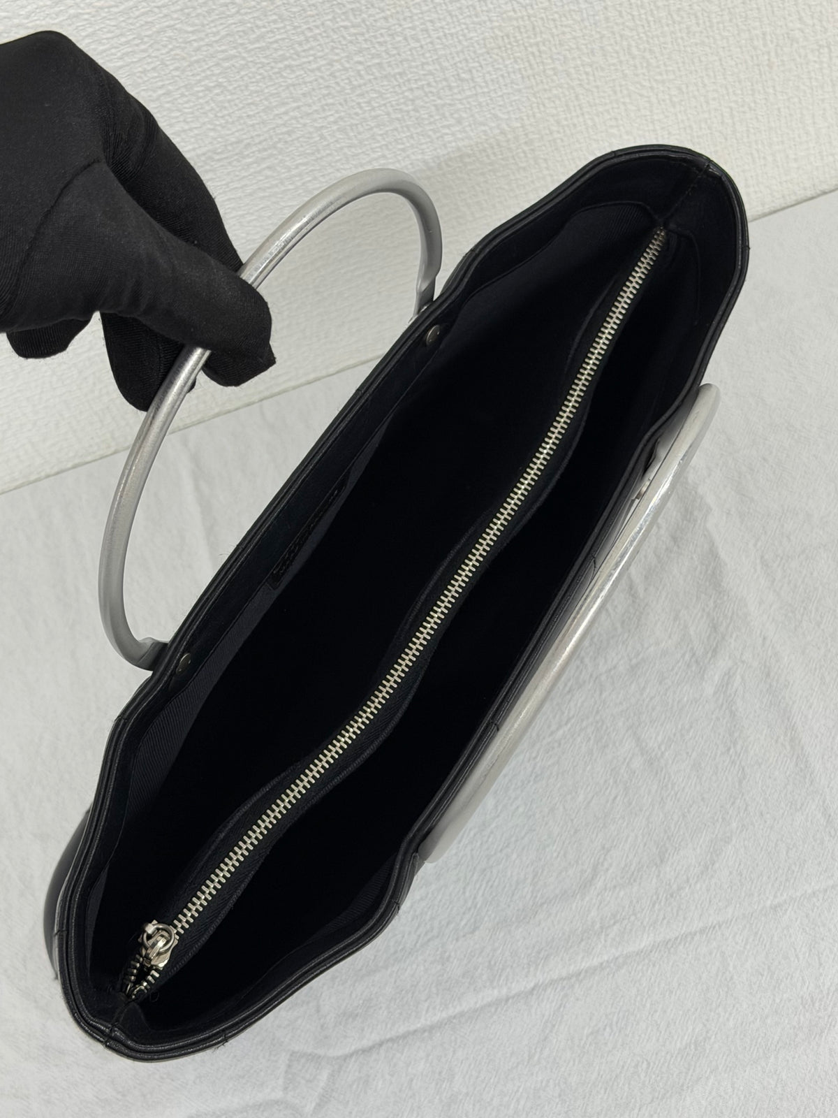 Chanel Vintage Chocolate Bar Metal Handle Tote Bag