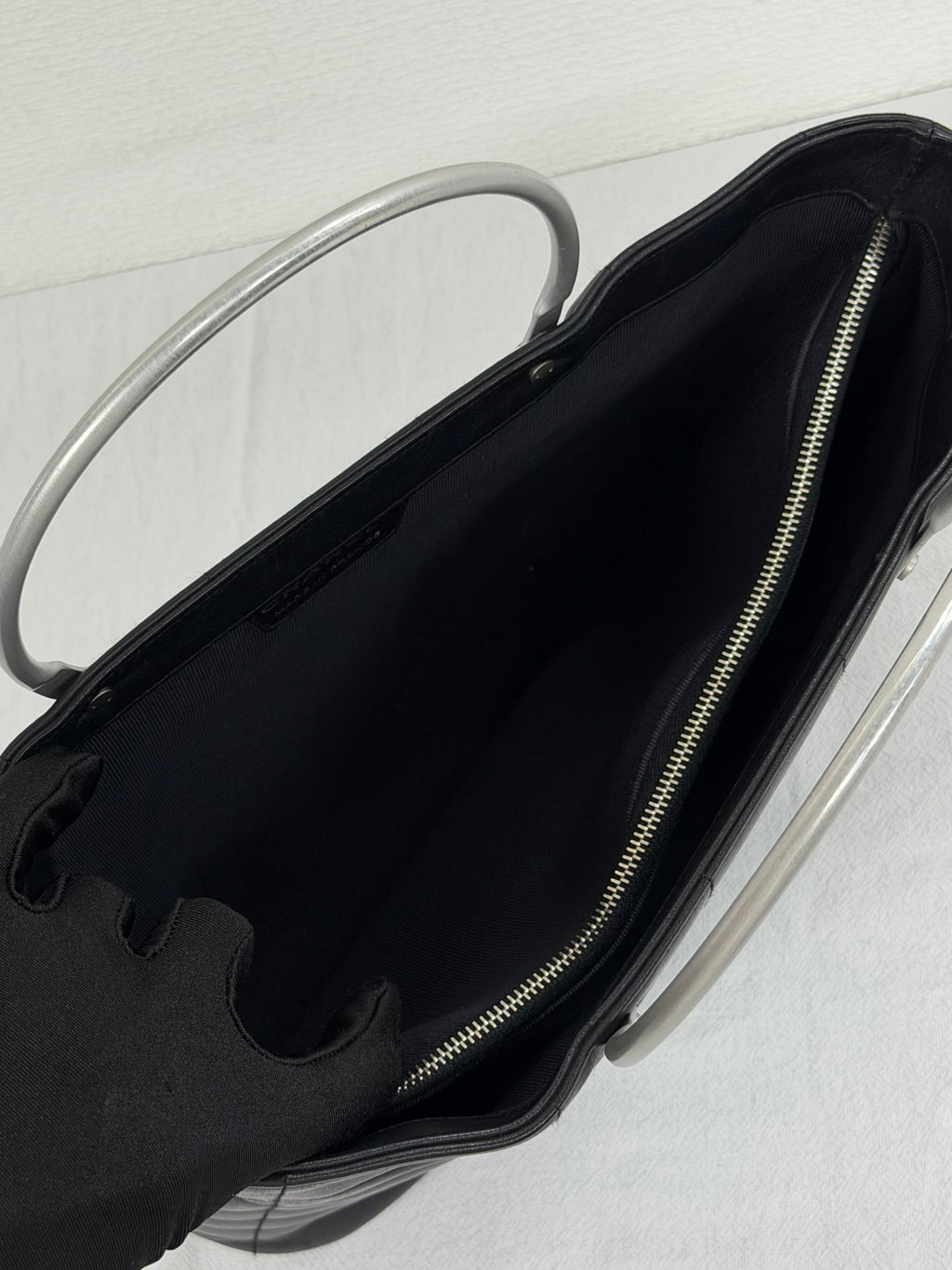 Chanel Vintage Chocolate Bar Metal Handle Tote Bag