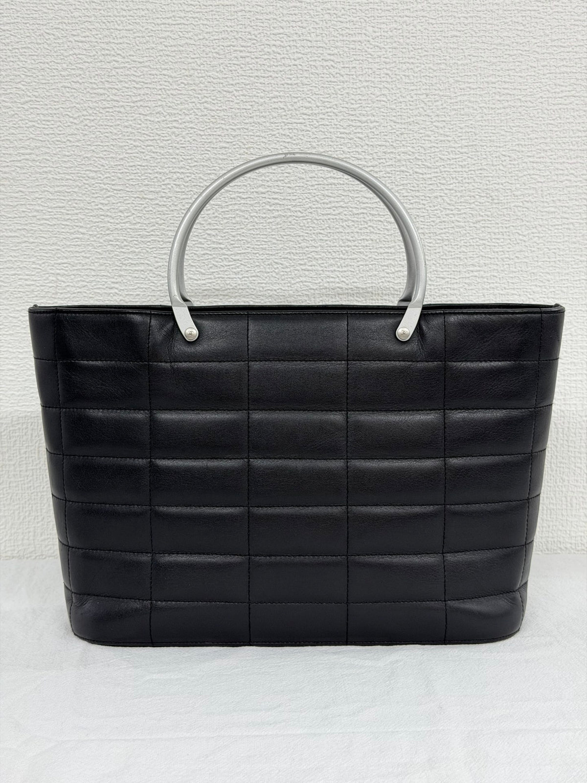 Chanel Vintage Chocolate Bar Metal Handle Tote Bag
