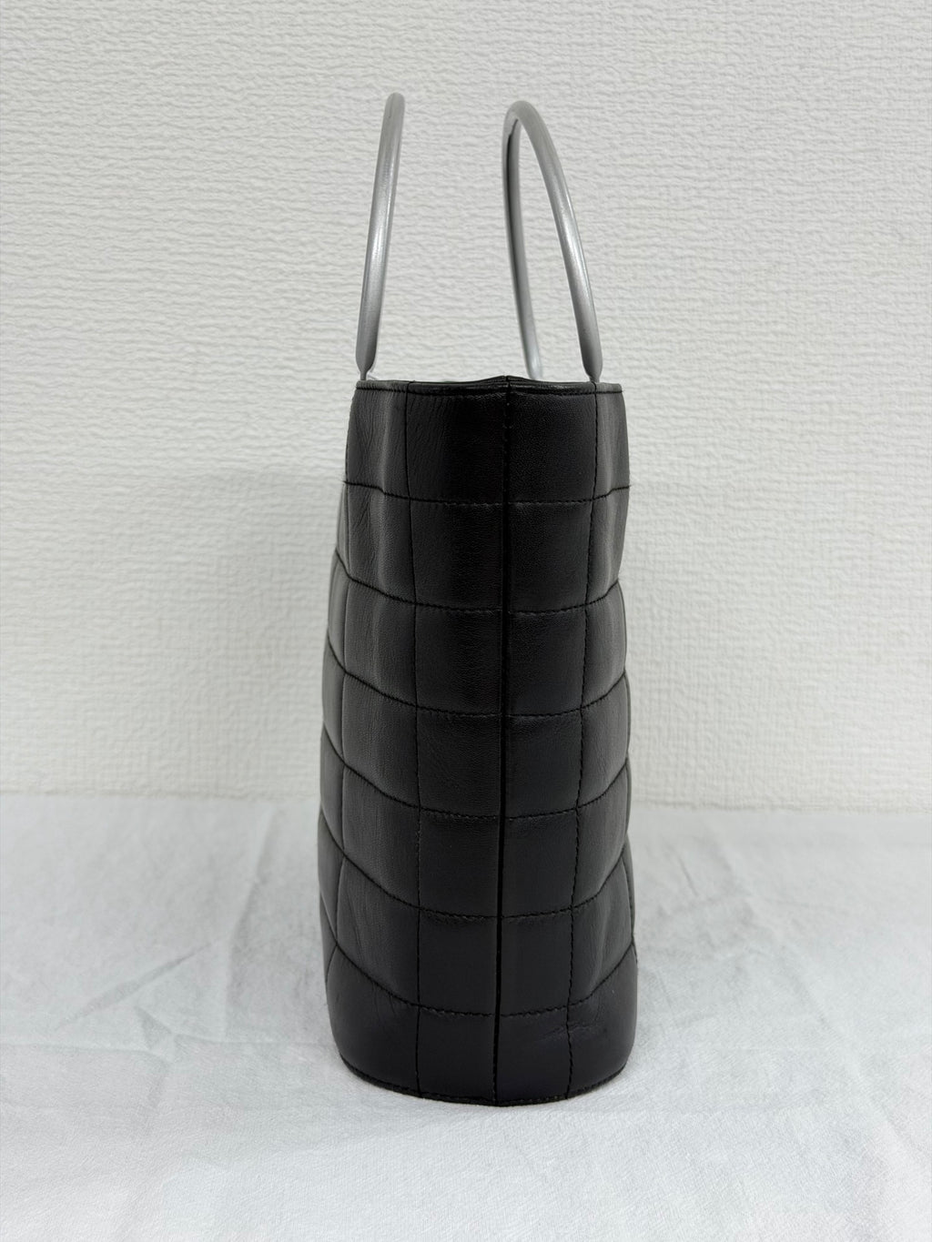 Chanel Vintage Chocolate Bar Metal Handle Tote Bag