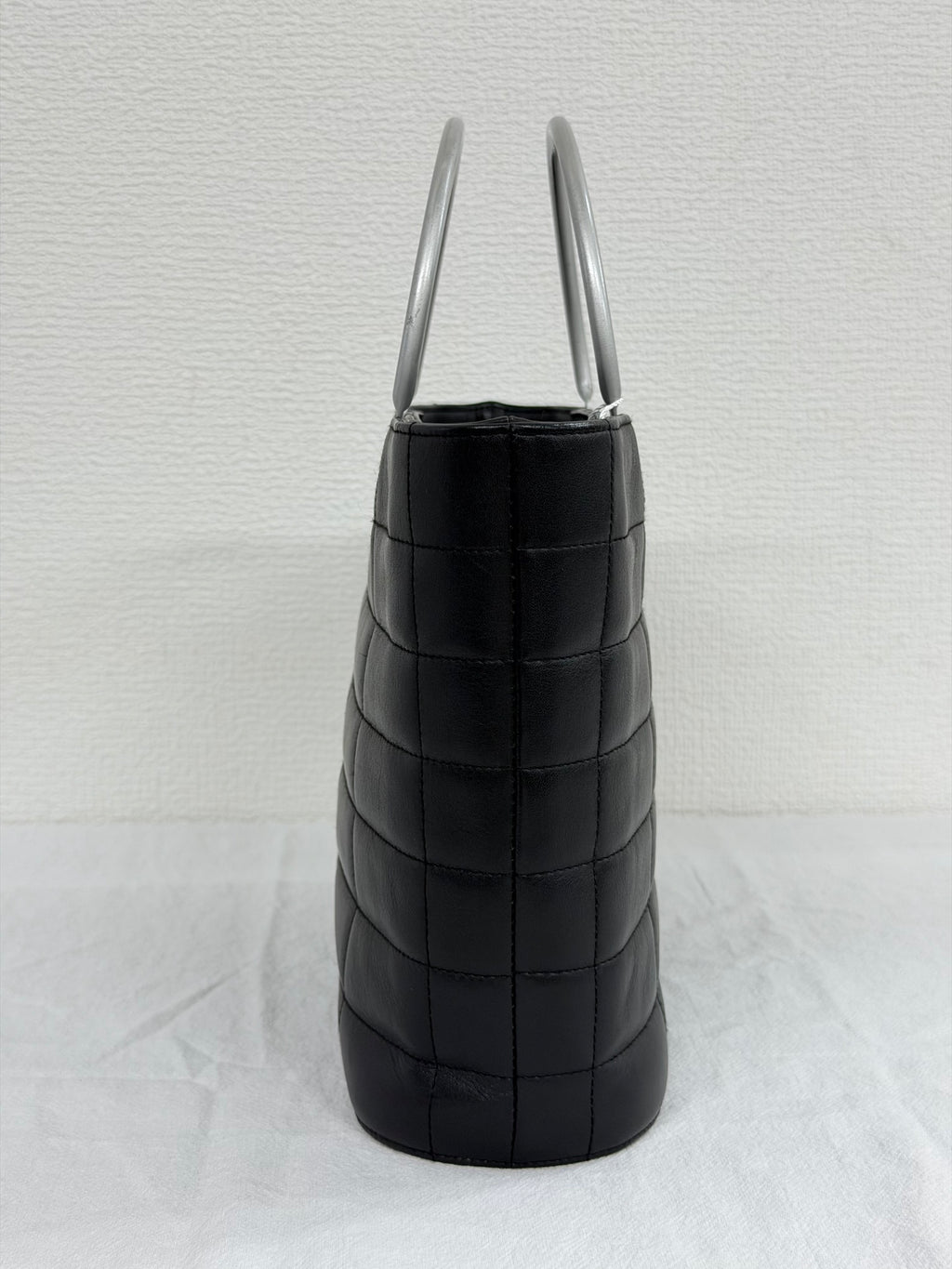 Chanel Vintage Chocolate Bar Metal Handle Tote Bag
