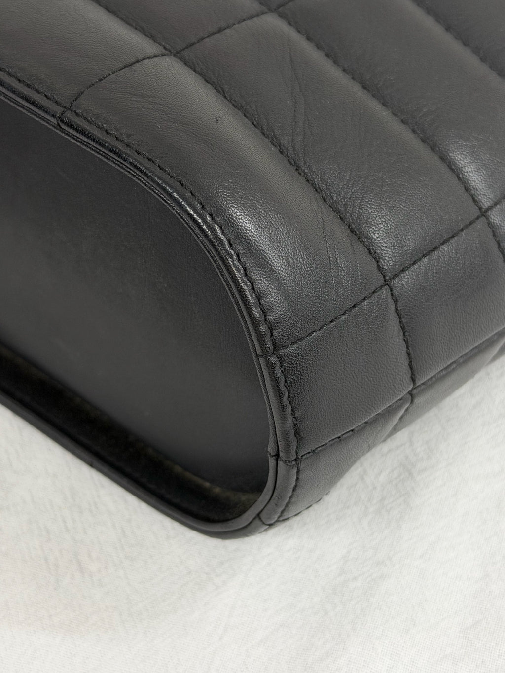 Chanel Vintage Chocolate Bar Metal Handle Tote Bag