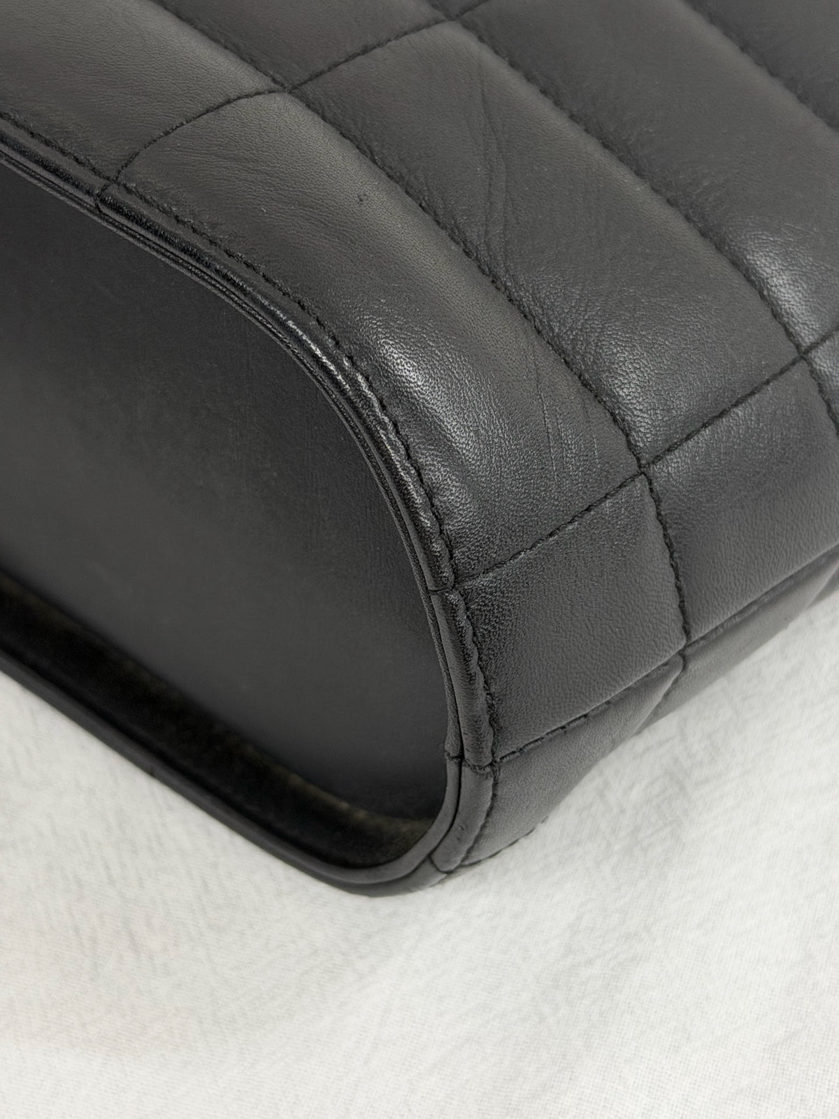 Chanel Vintage Chocolate Bar Metal Handle Tote Bag