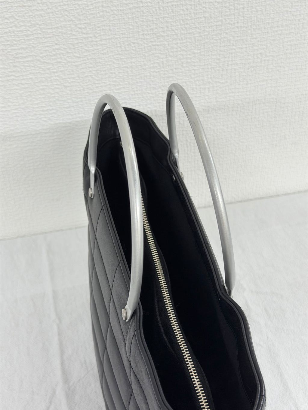 Chanel Vintage Chocolate Bar Metal Handle Tote Bag
