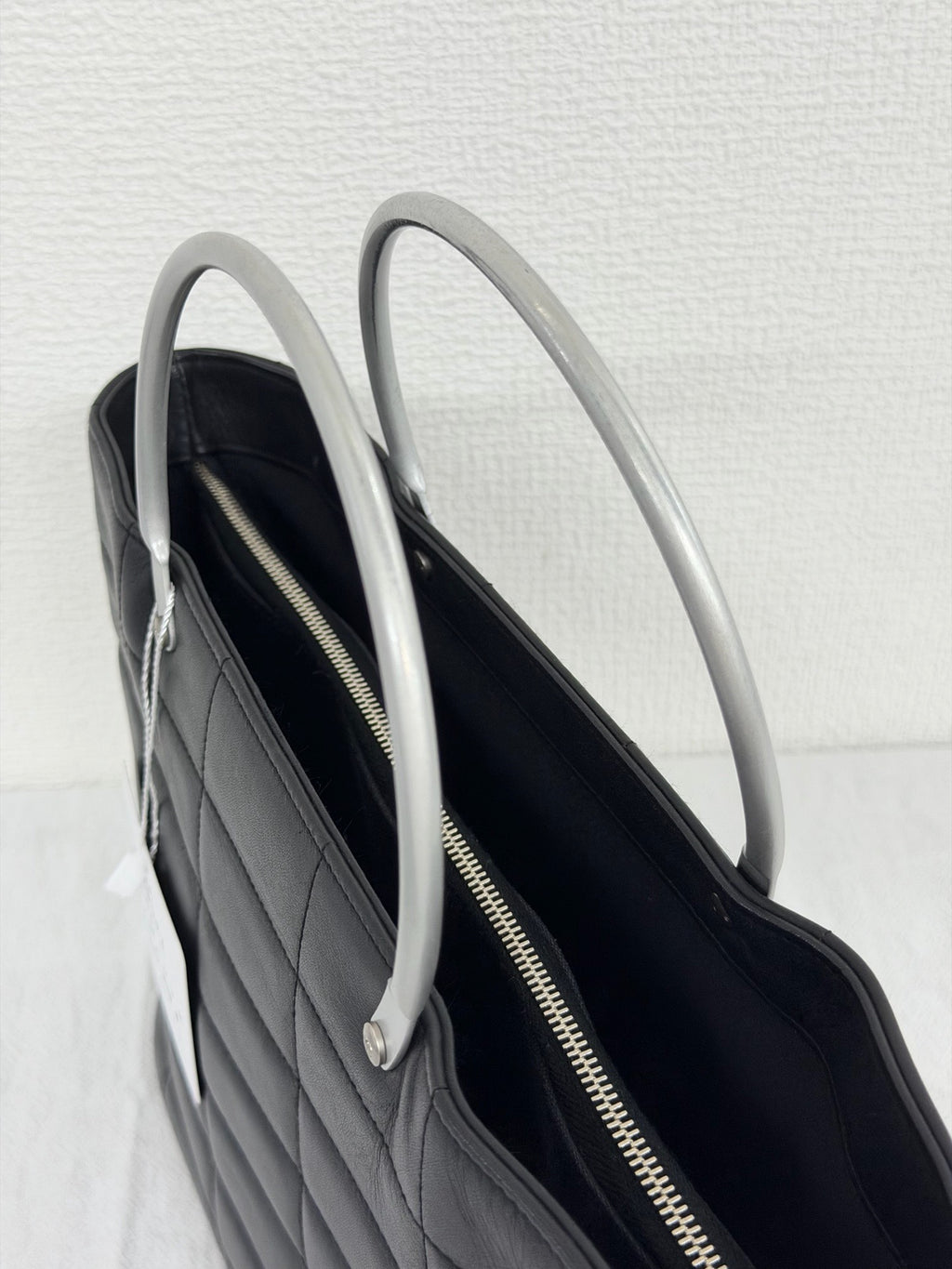 Chanel Vintage Chocolate Bar Metal Handle Tote Bag