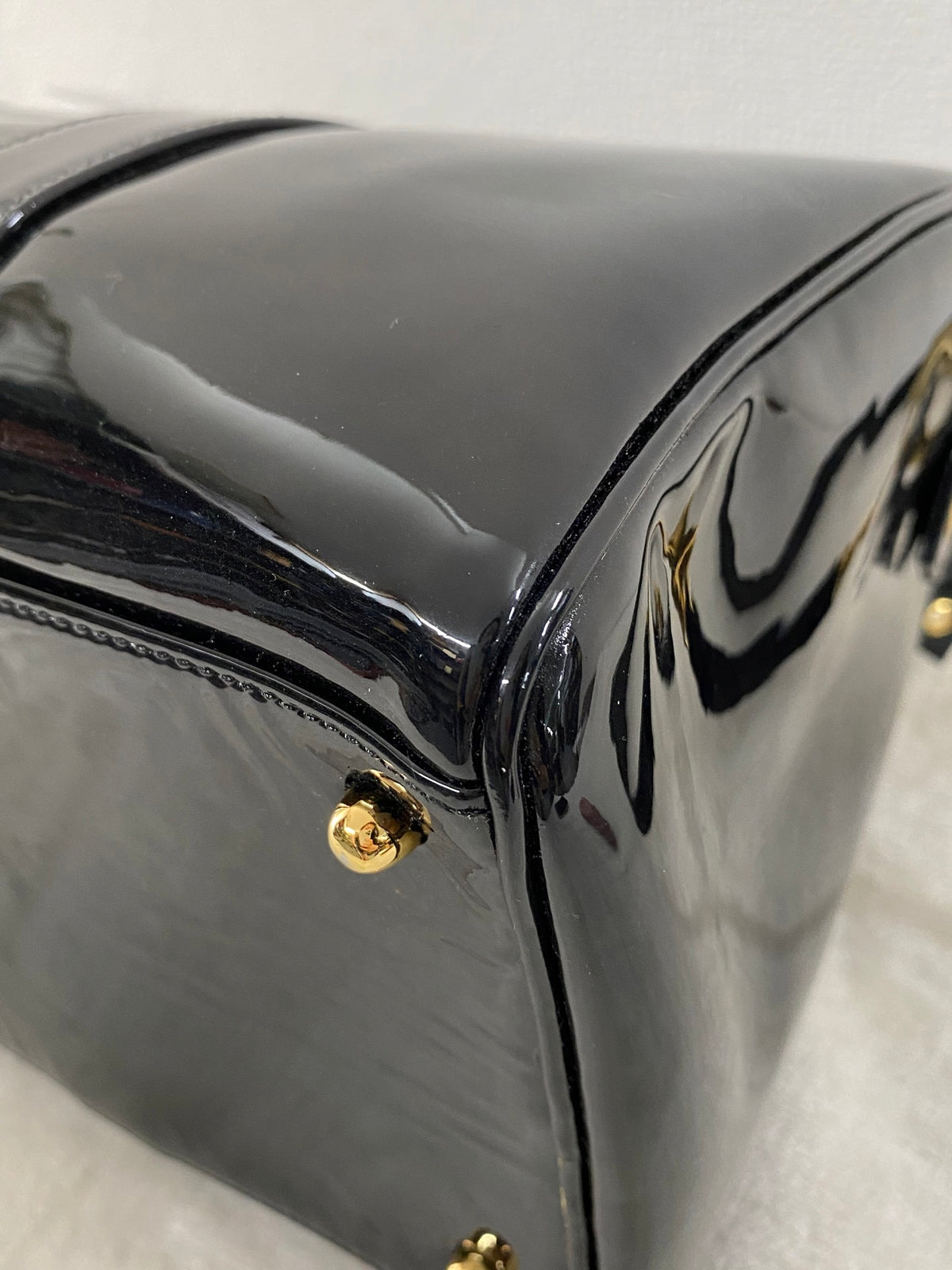 Chanel Vintage Black Patent Leather CC Bowler 2WAY Bag
