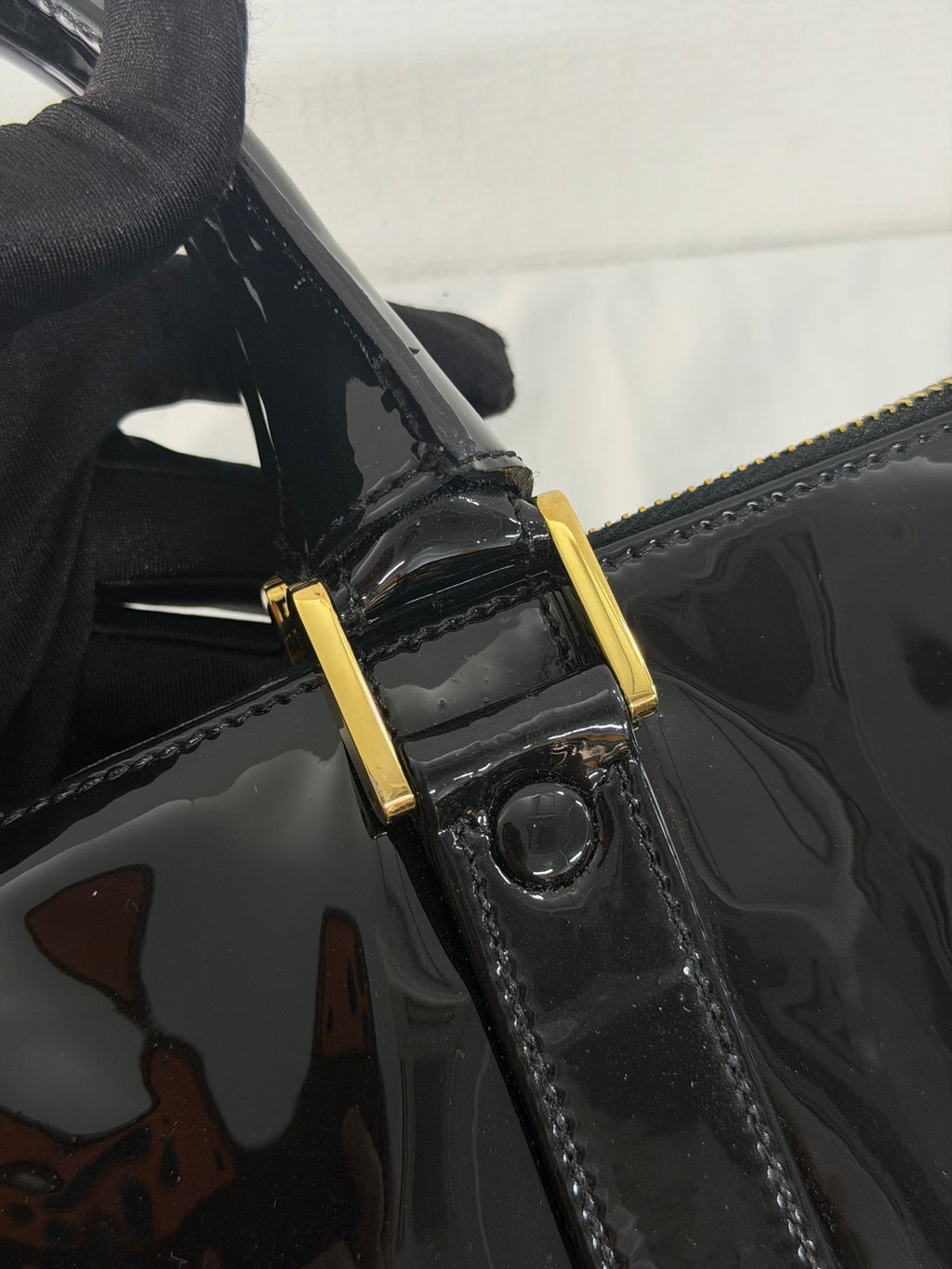 Chanel Vintage Black Patent Leather CC Bowler 2WAY Bag