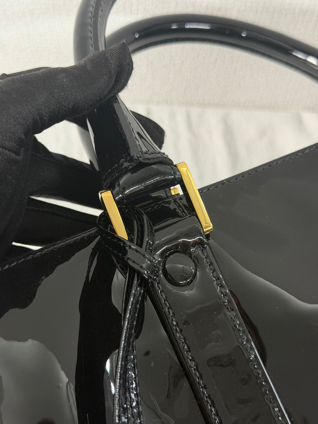 Chanel Vintage Black Patent Leather CC Bowler 2WAY Bag