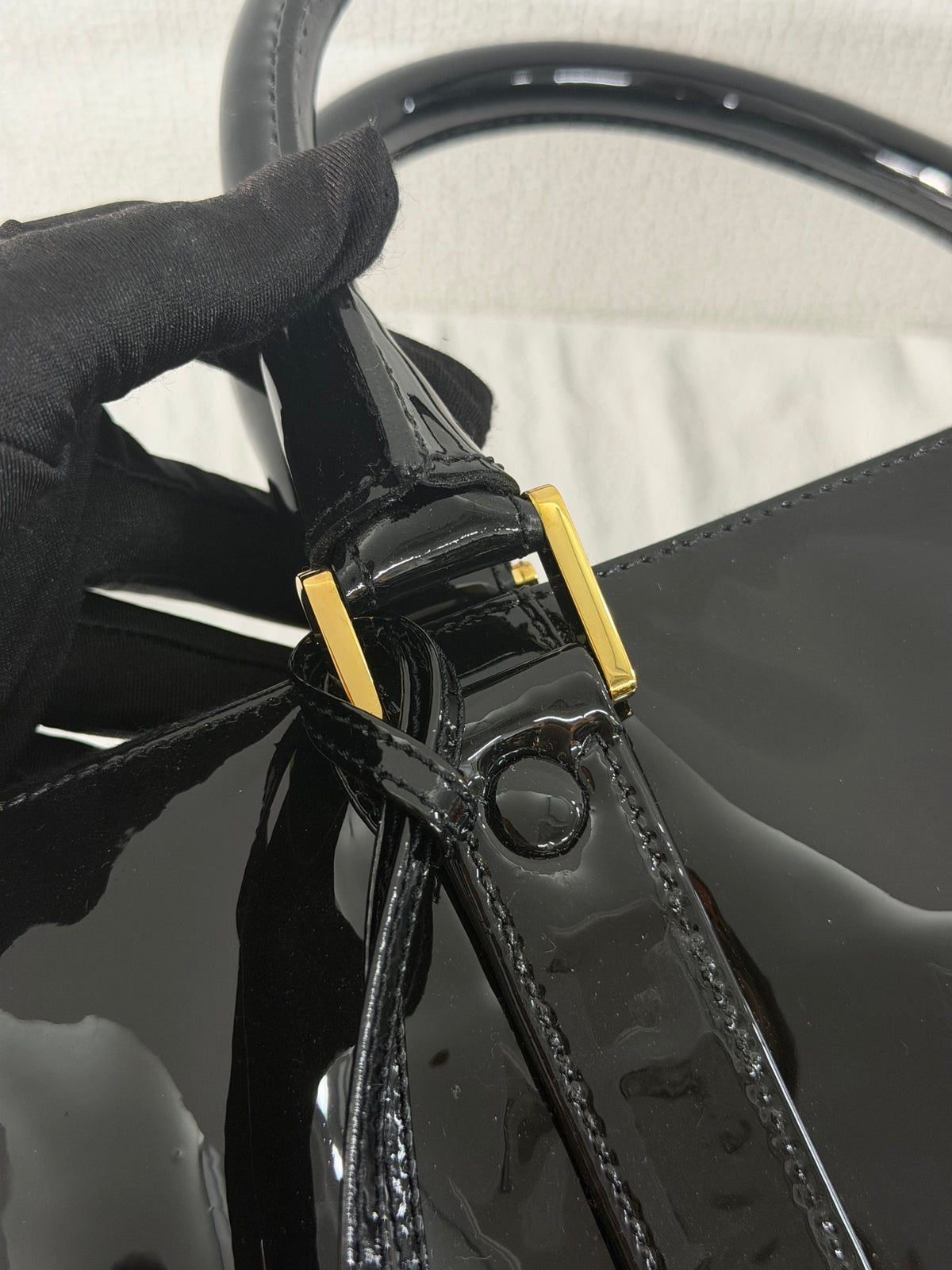 Chanel Vintage Black Patent Leather CC Bowler 2WAY Bag