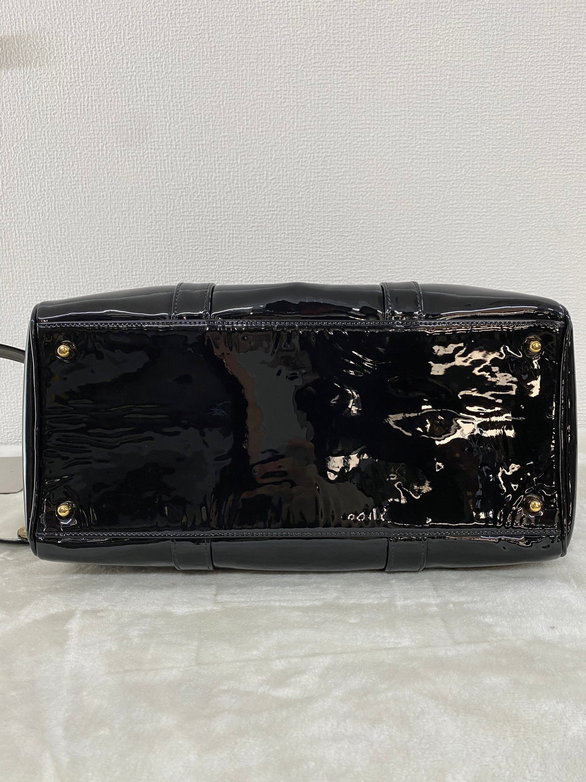 Chanel Vintage Black Patent Leather CC Bowler 2WAY Bag