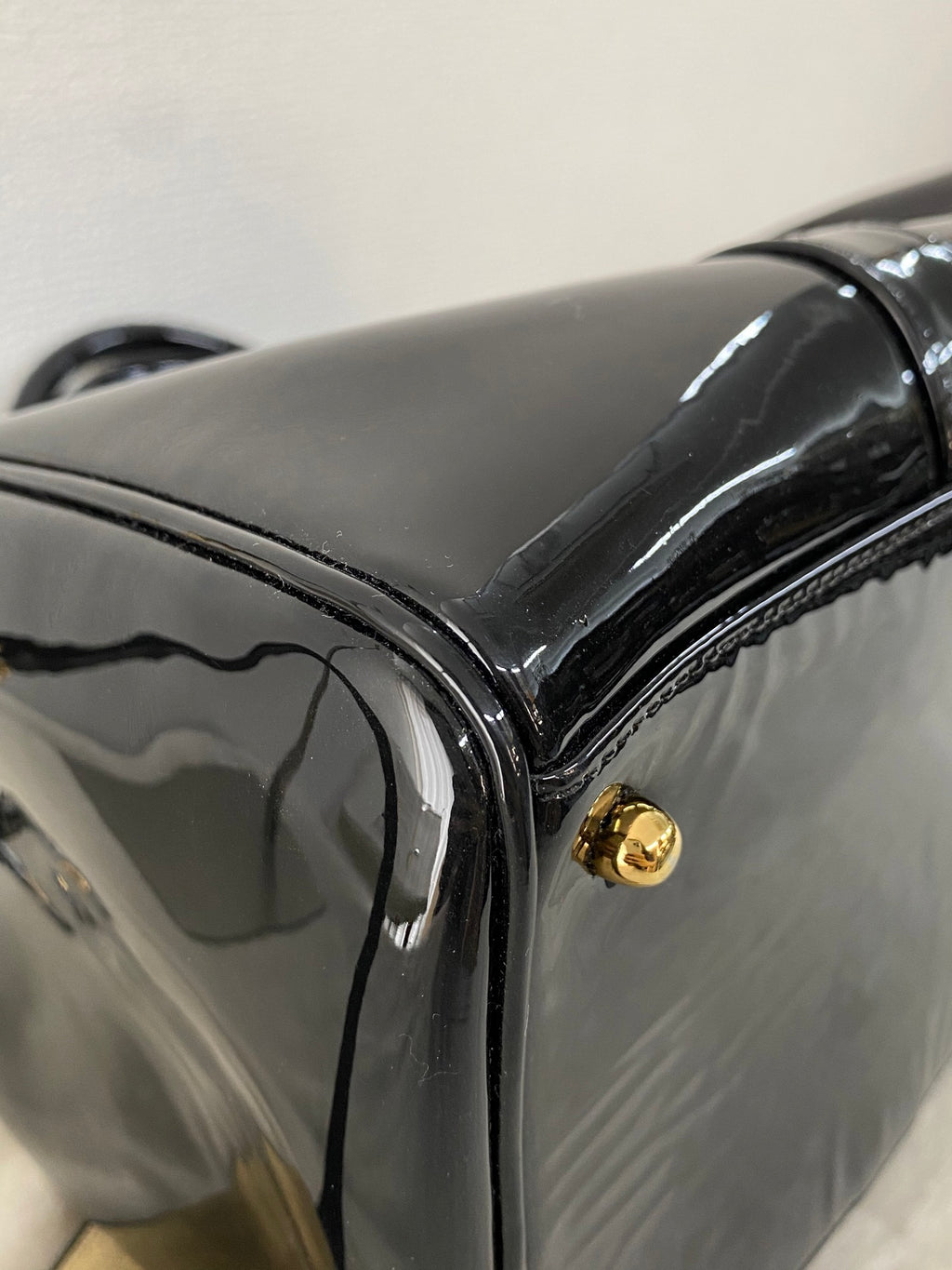 Chanel Vintage Black Patent Leather CC Bowler 2WAY Bag