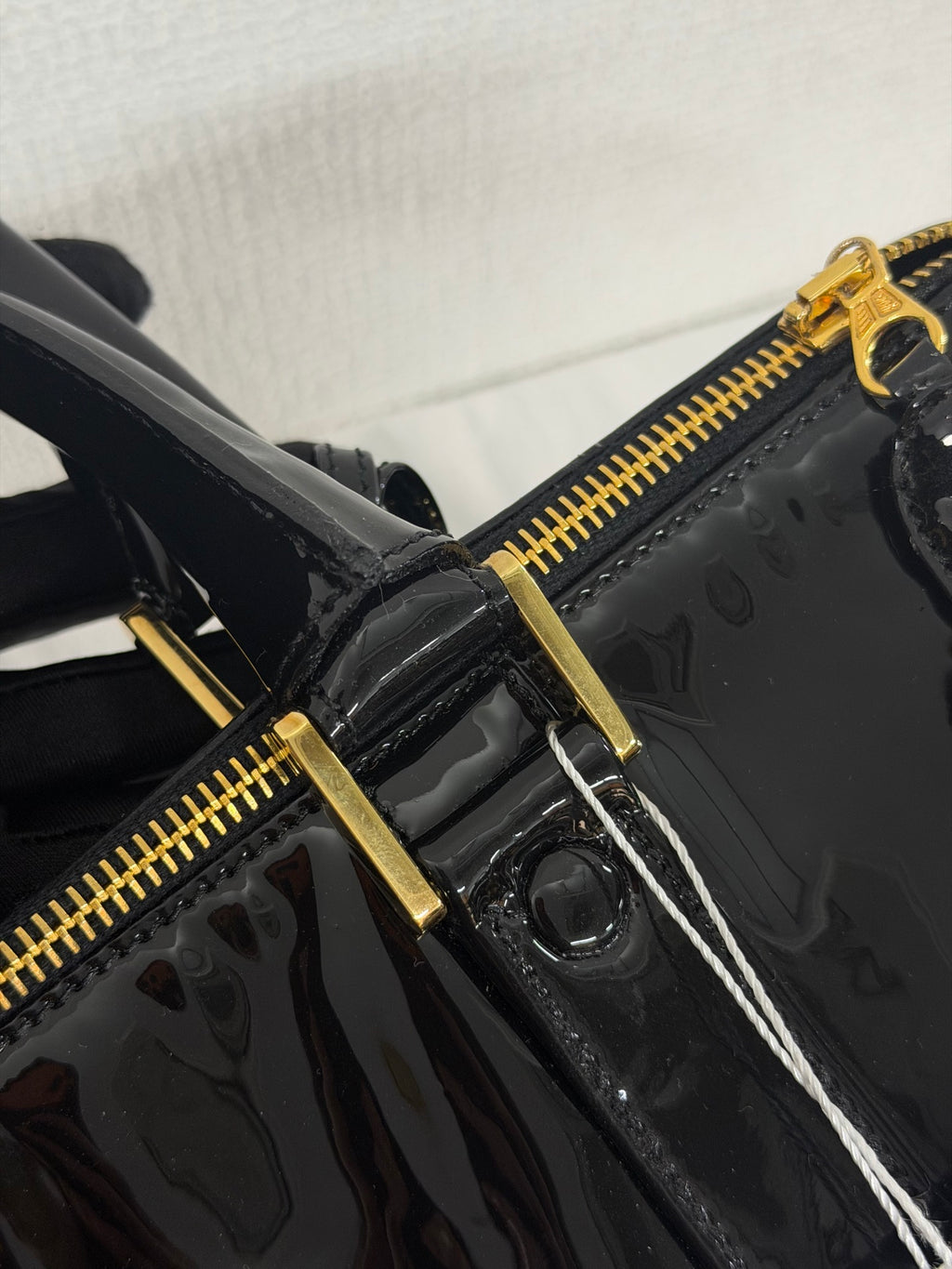 Chanel Vintage Black Patent Leather CC Bowler 2WAY Bag