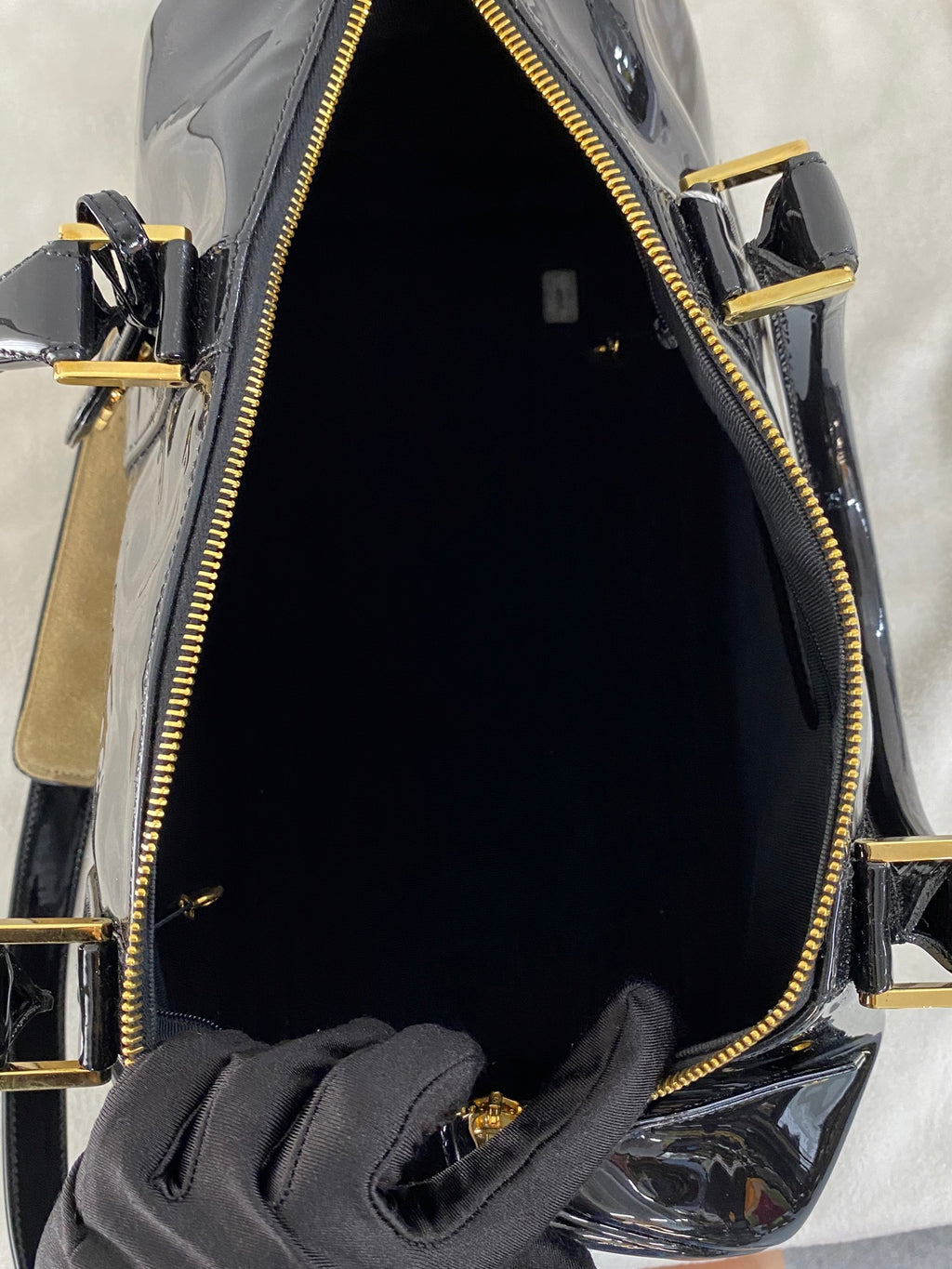Chanel Vintage Black Patent Leather CC Bowler 2WAY Bag