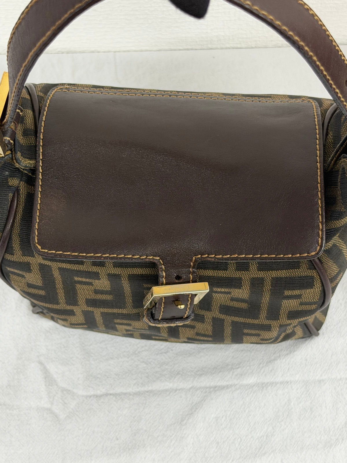 Fendi Vintage Zucca Canvas Flap Shoulder Bag